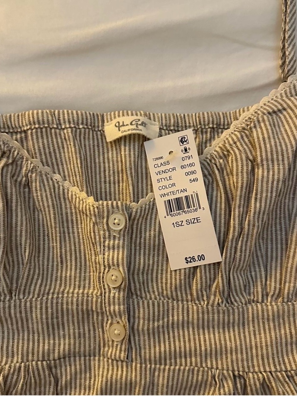 Brandy Melville Beige and White Striped Spaghetti Strap Top - Picture 3 of 6